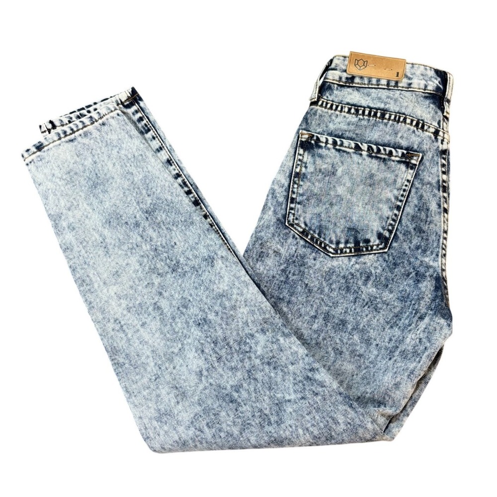 BLUE TURTLE Womens Jeans Size 1 Light Acid Wash High Rise Tapered Denim NEW